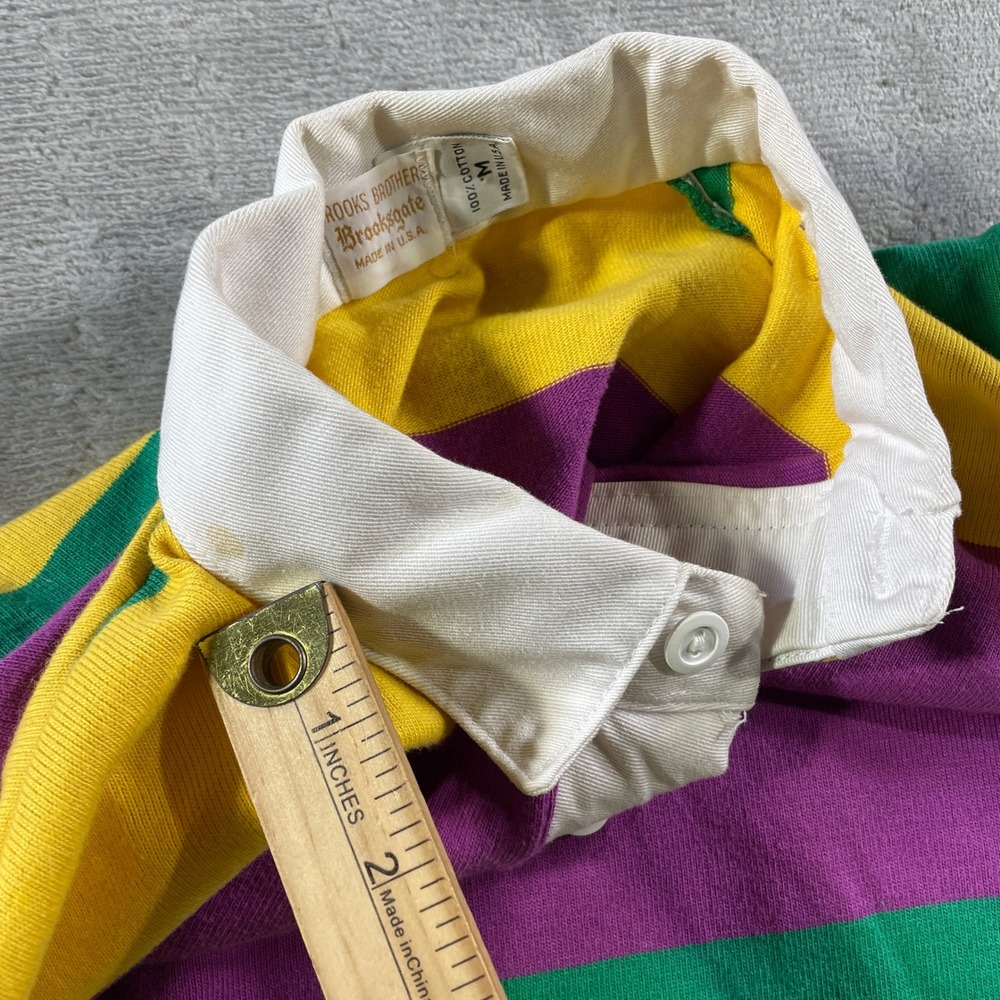 Vintage Brooks Brothers Brooksgate Rugby Shirt Mens Medium Colorful Striped USA - Picture 7 of 10